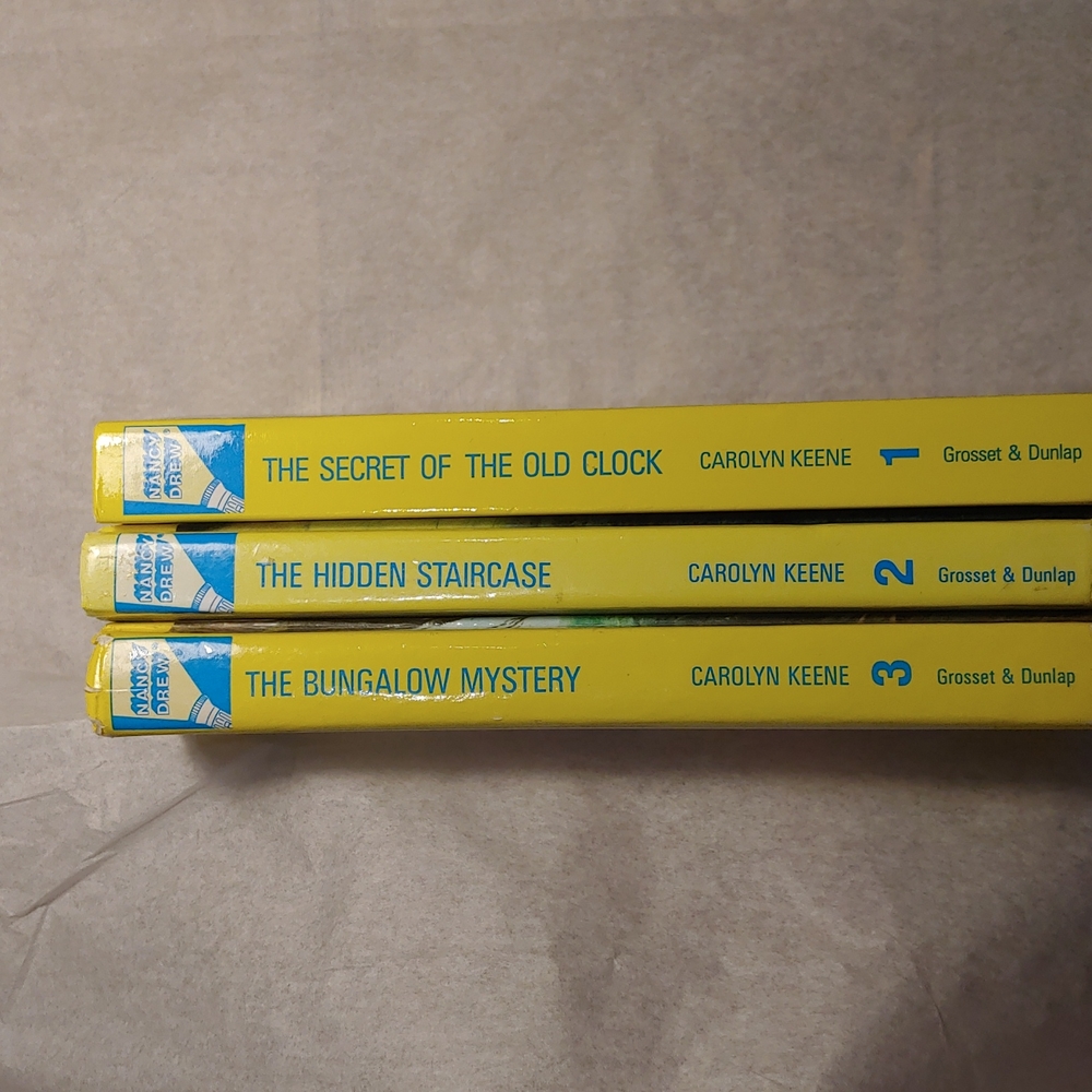 Nancy Drew 3 books (secret of old clock, hidden staircase, the bungalow mystery)